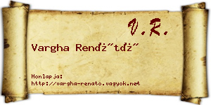 Vargha Renátó névjegykártya